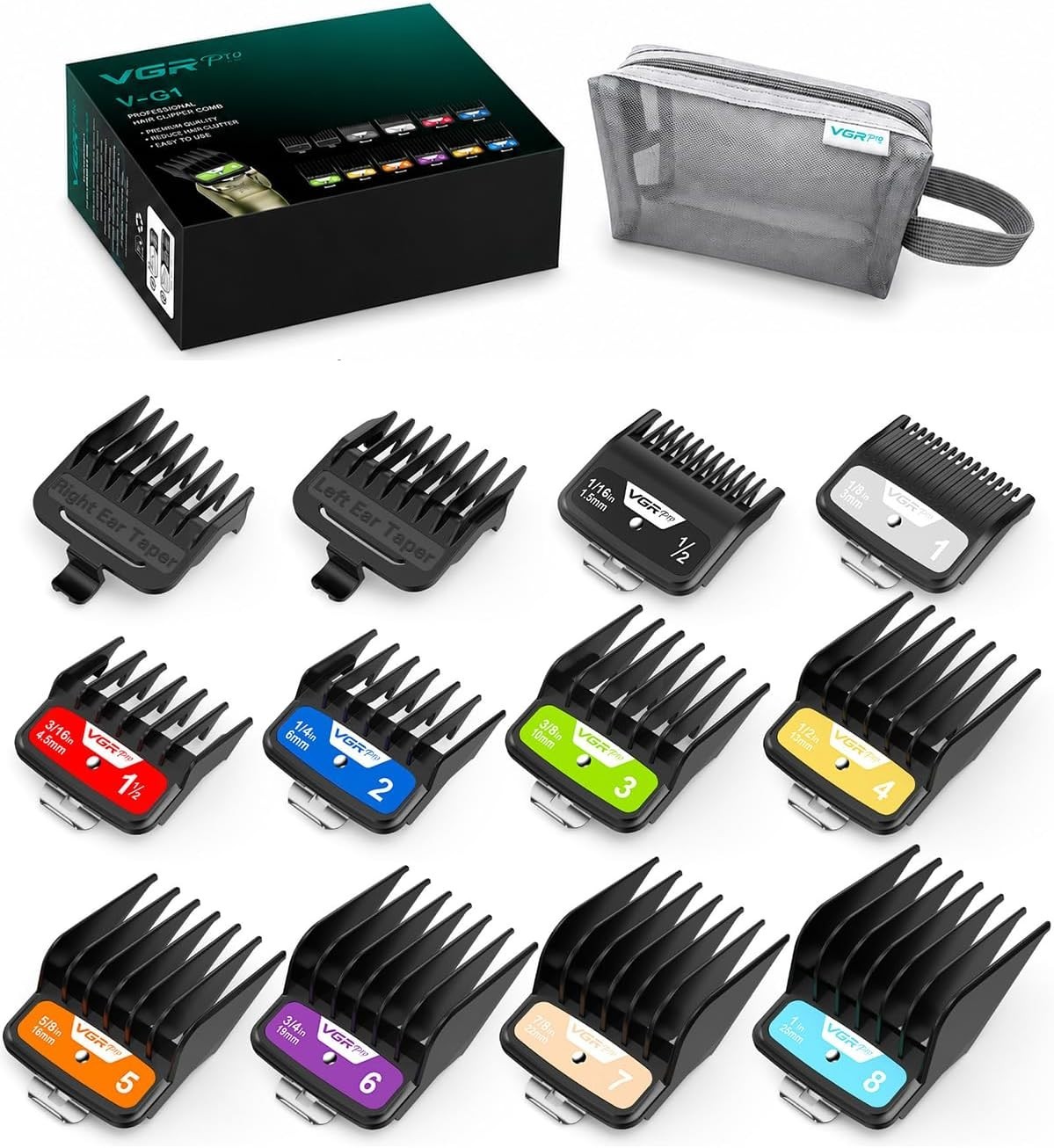 Color-Coded Professional Hair Clipper Guard Set for Precise Grooming