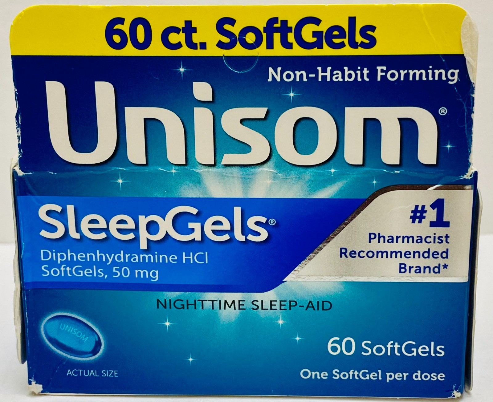 Unisom SleepGels Nighttime Sleep Aid 60 Softgels Exp 09/2026