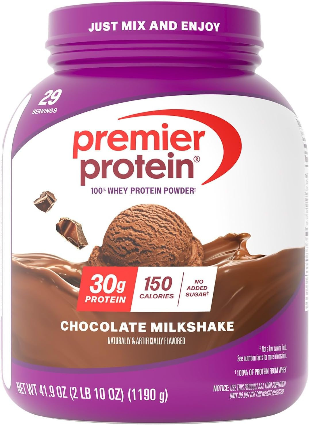 Premier Protein Powder, Chocolate Milkshake, 30G Protein, 1G Sugar, No Soy, Glut