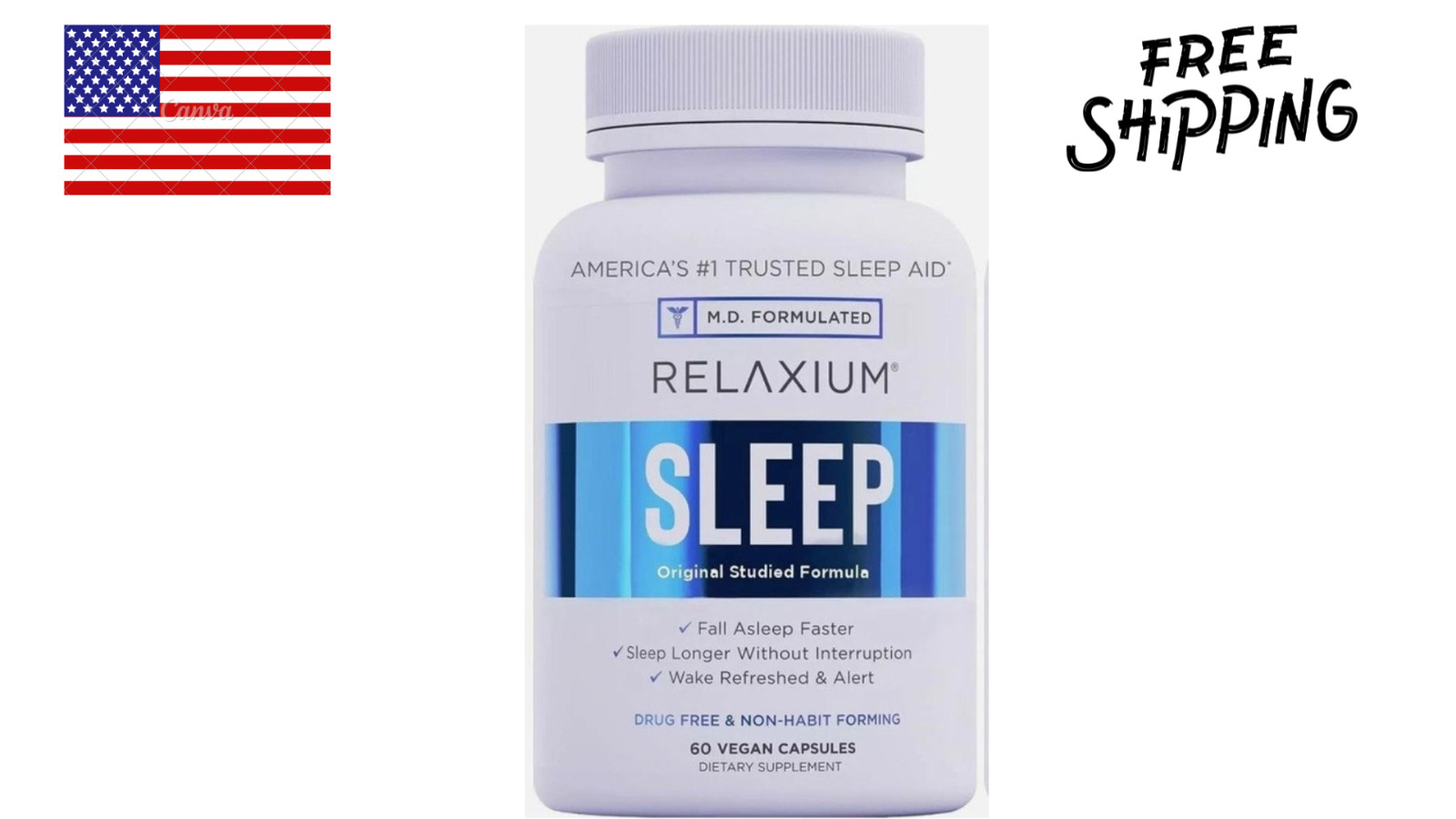 Relaxium Sleep Natural for Supplement Dietary Better Sleep (60 Capsules)