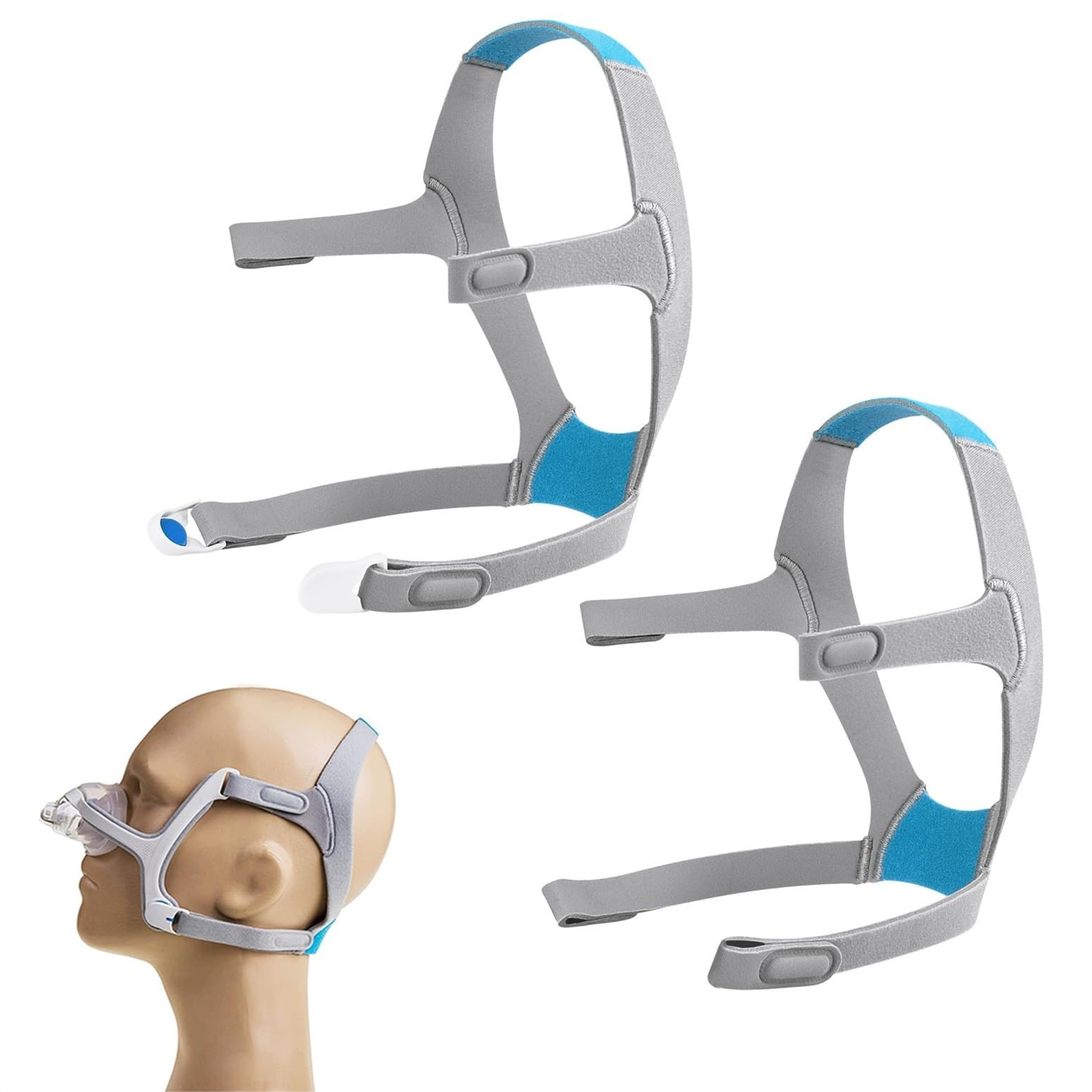 2 Pack CPAP Headgear for Resmed AirFit N20 with Magnetic Clips, Replacement Head