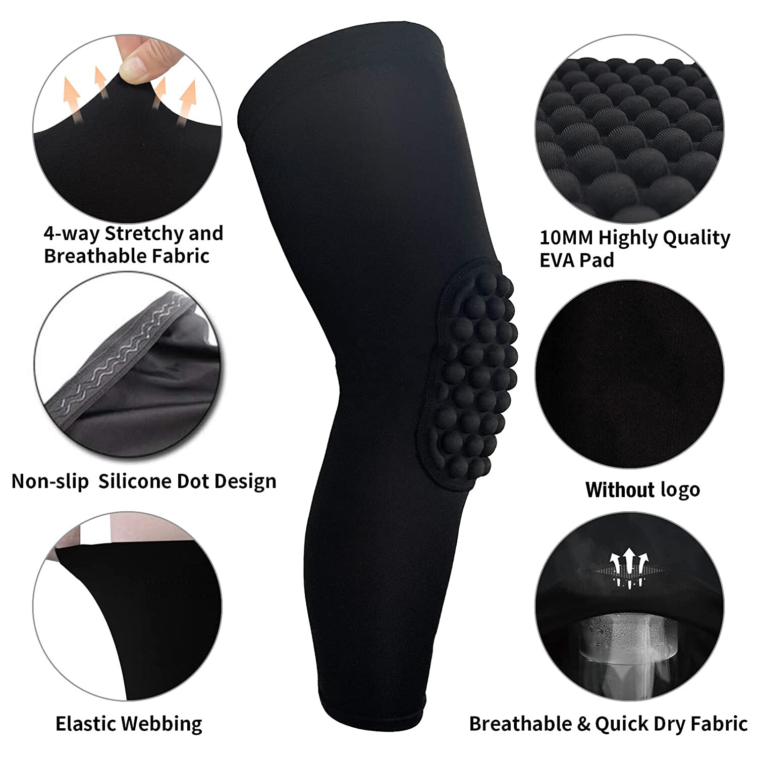 Knee Pads Leg Sleeves Protective Gear Gel Adult Youth Kid Sports Work Basketball