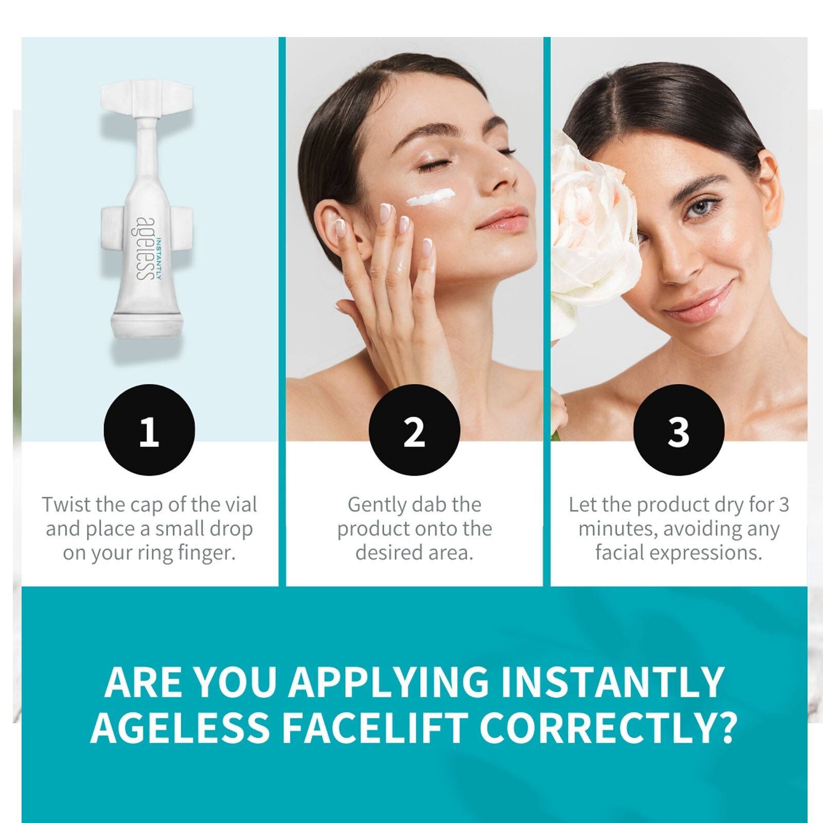 2 Box Authentic Instantly Ageless Face lift, 50 Vials, Exp 05/2026 + GIFTS