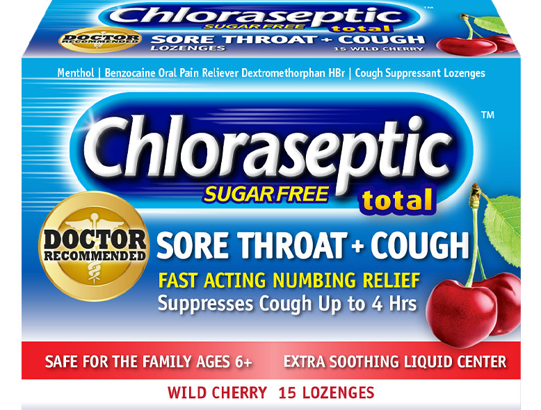 Chloraseptic Lozenges Sore Throat & Cough Fast Acting Wild Cherry 15 ct 6PK