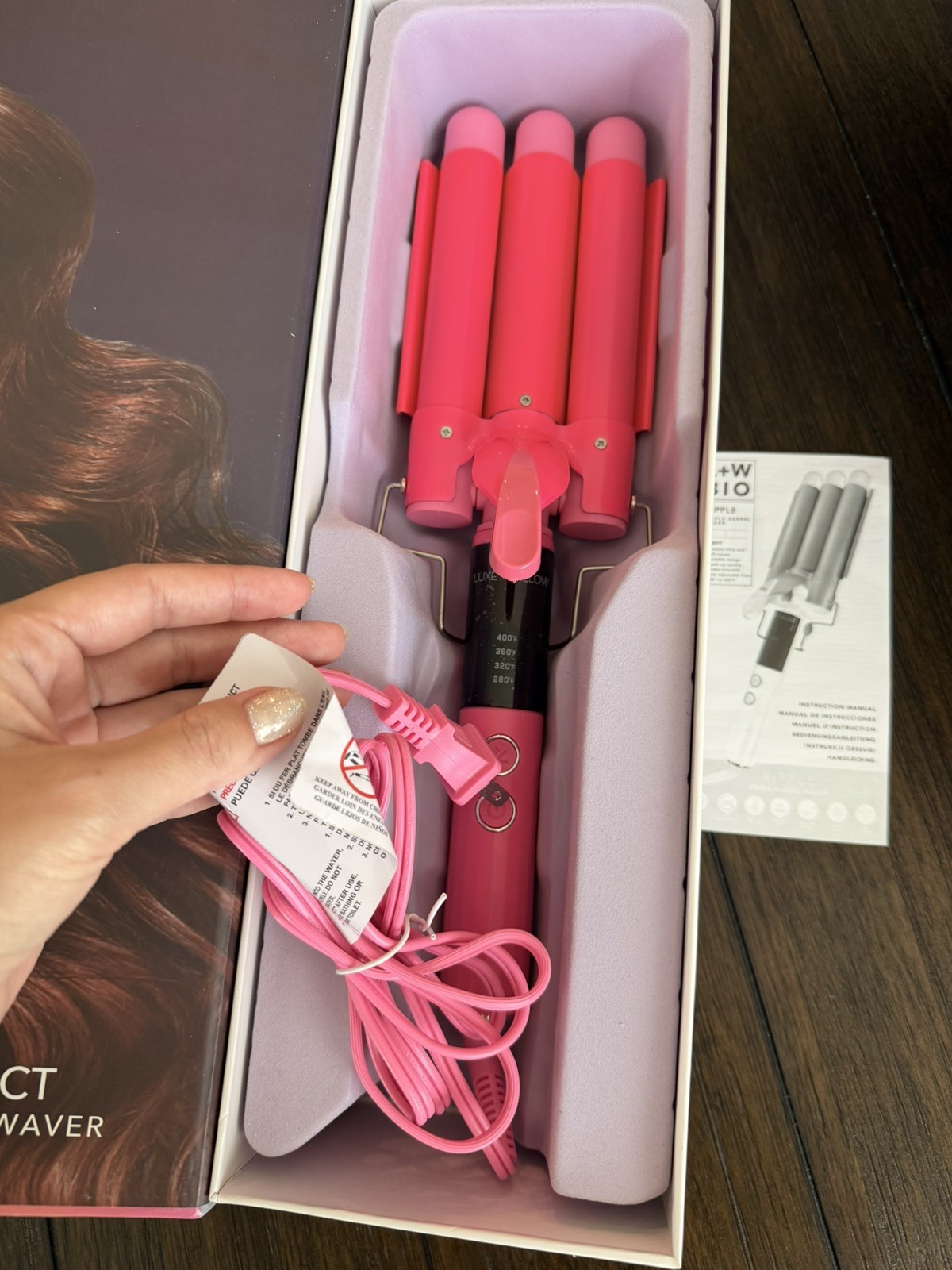 Luxe Willow Ripple Effect Mermaid Triple Barrel Waver HOT PINK New In Box