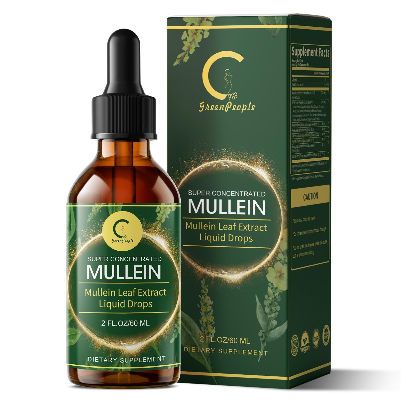 Mullein Leaf Extract Super Concentrated 420,000 MG 2 FL.OZ/60 ML Lung CleanseNEW