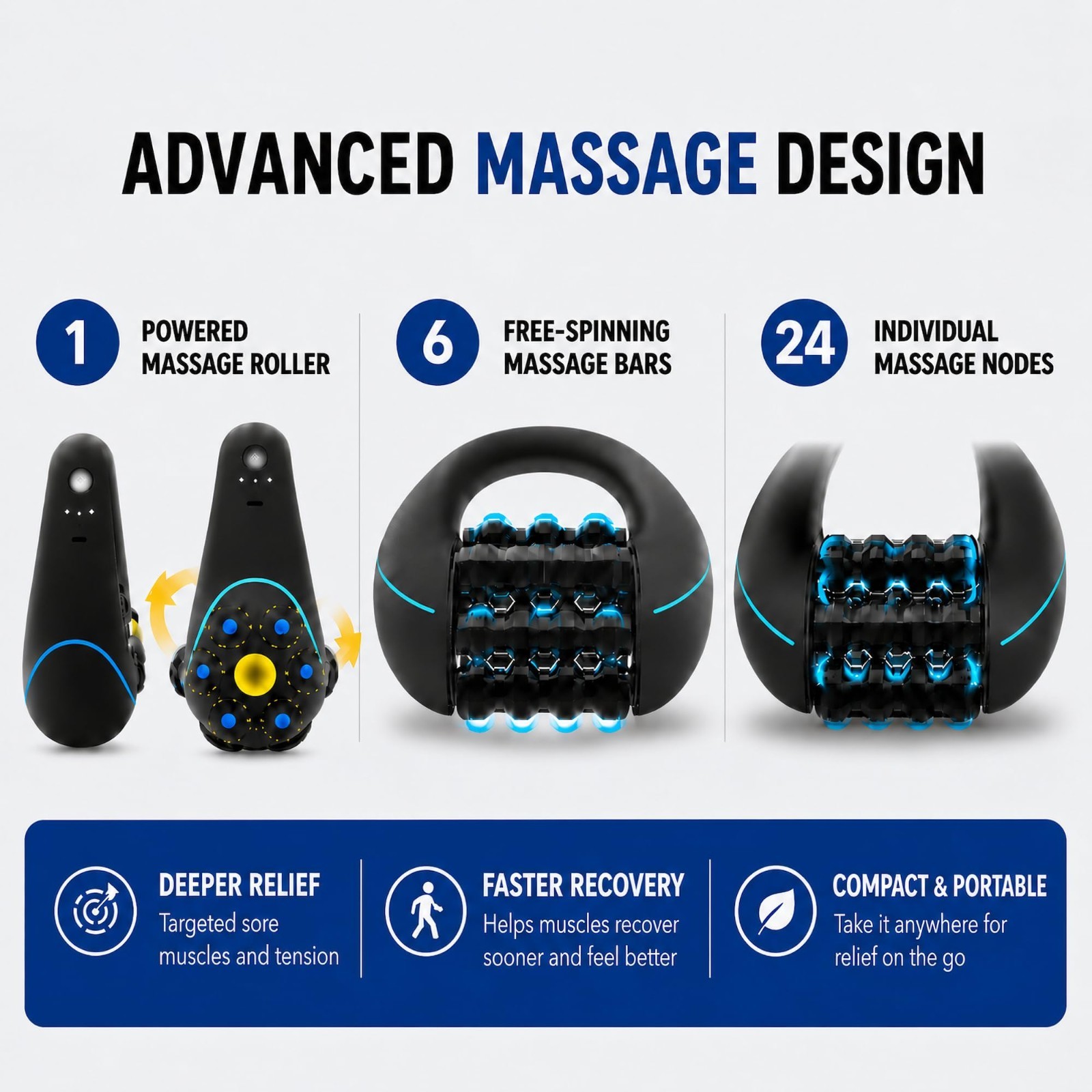 Electric Handheld Rolling Massager Full Body Muscle Roller for Leg Back Shoulder