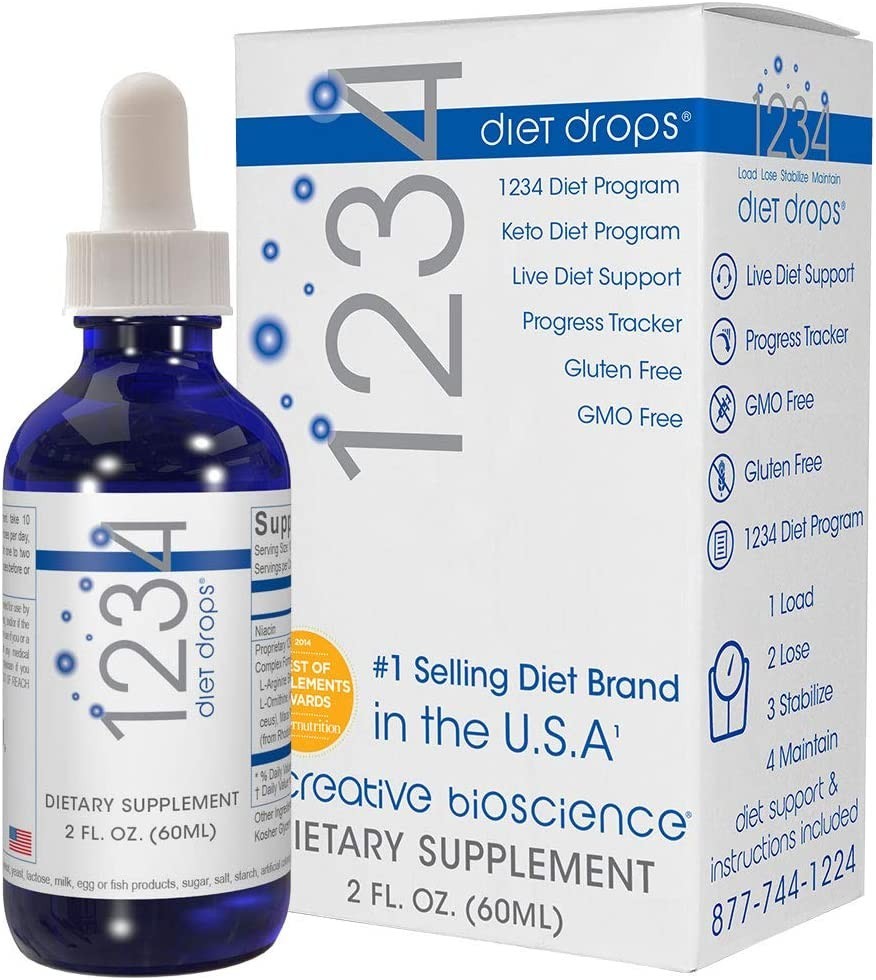 Creative Bioscience 1234 Diet Drops- 4 PACK- 12 2fl. Oz. blue dropper bottles