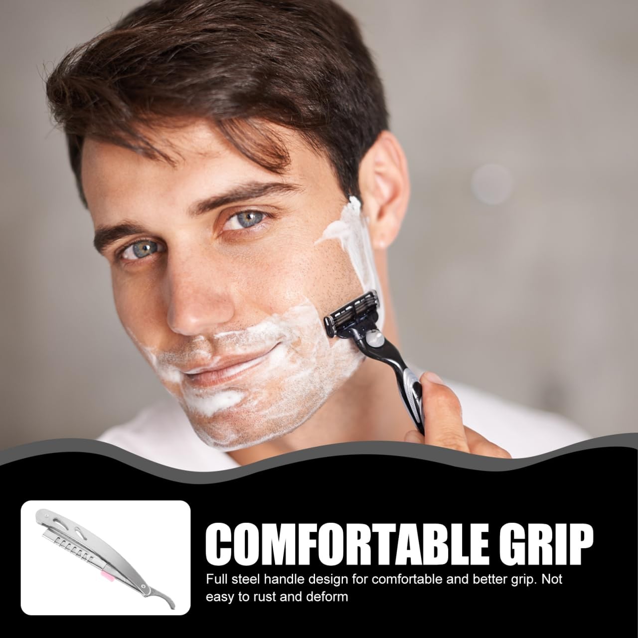 PACKOVE Vintage Manual Straight Razor for Men 1 Count (Pack of 1), Silver