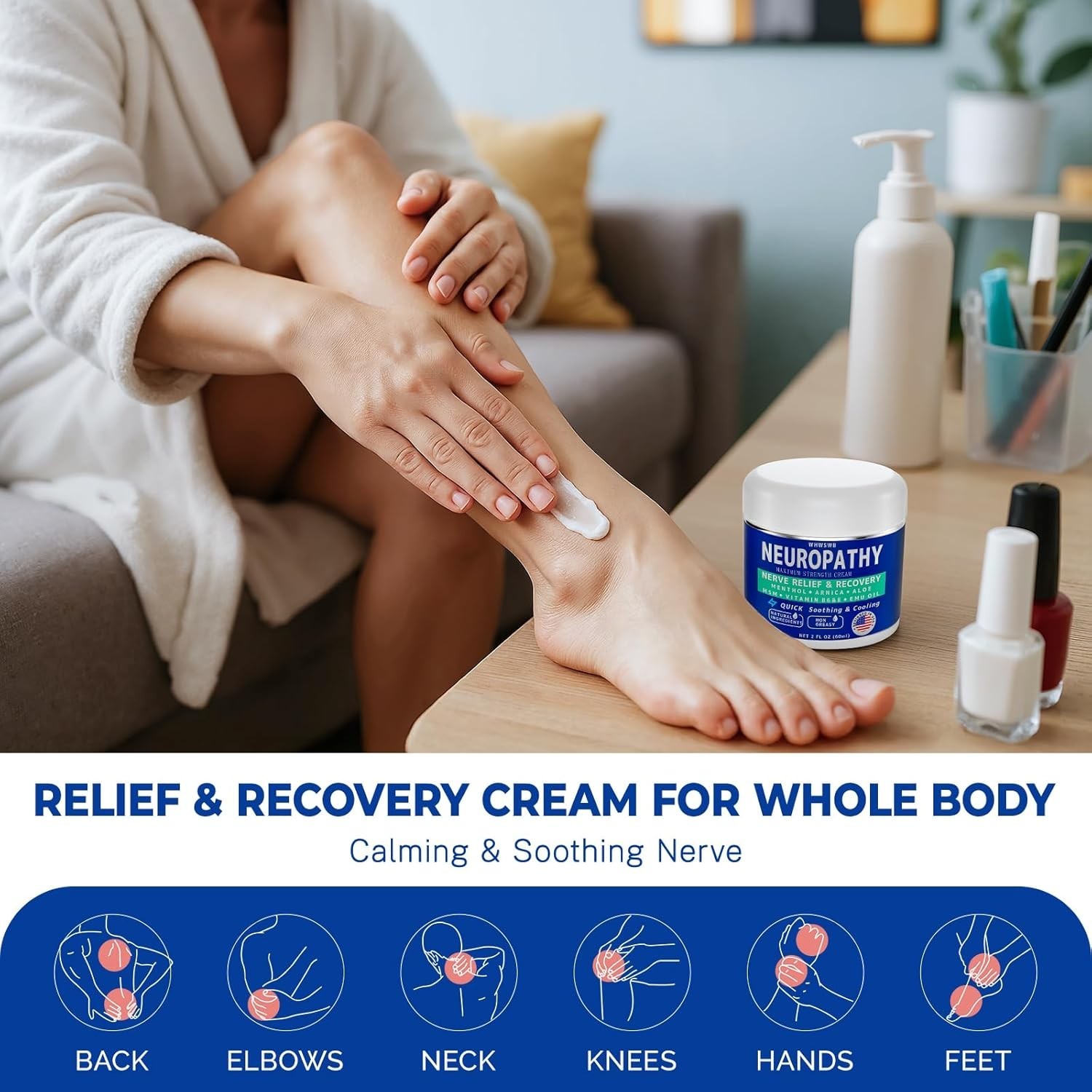 Neuropathy Nerve Relief Cream – Maximum Strength for Feet, Hands, Legs, Toes…
