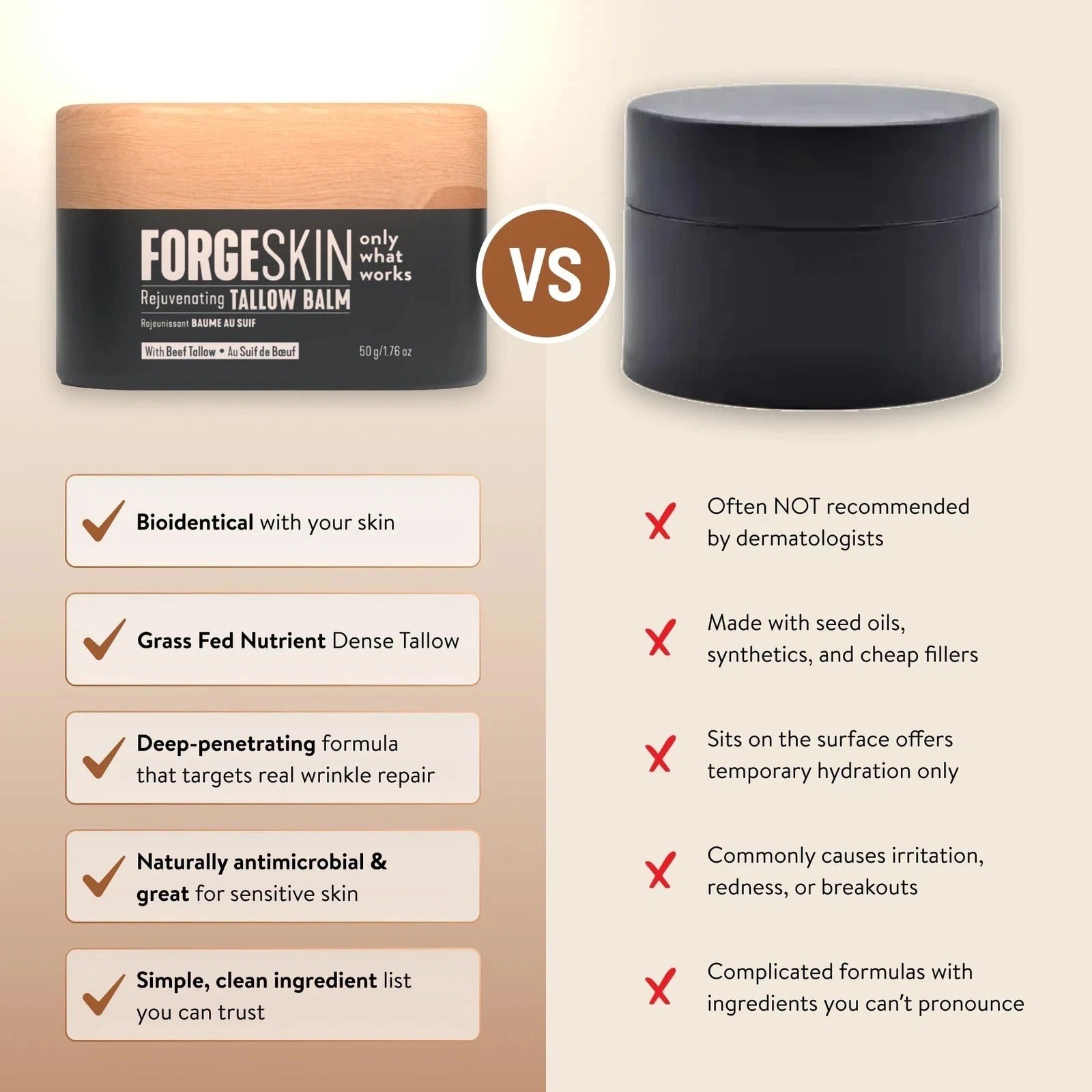 Forge Skin Men’s Beef Tallow Face Balm Cream New Formula FREE Same Day Shipping