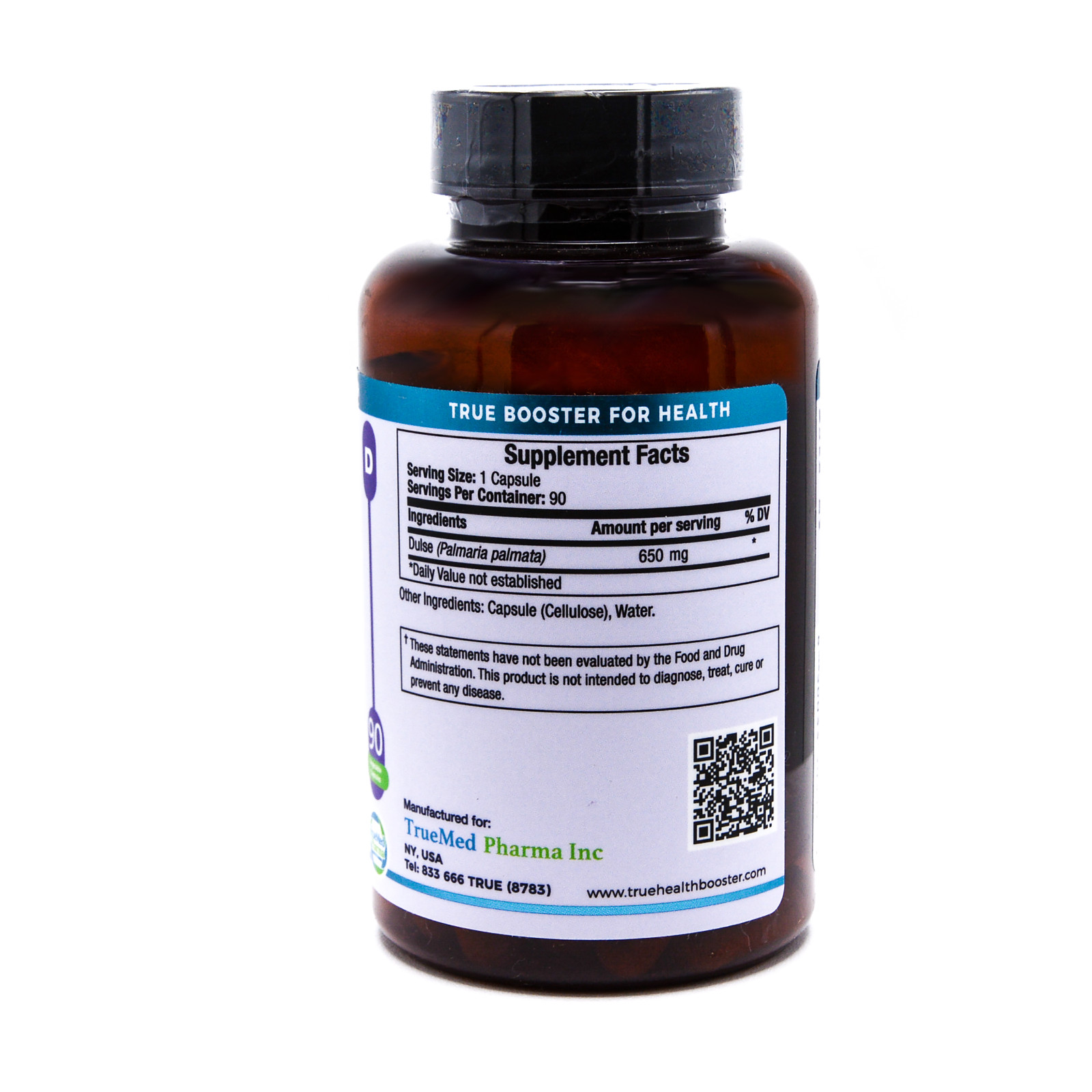 TrueMed Dulse Support Strong Bones Thyroid Health Blood Flow 650 mg 90 Capsules