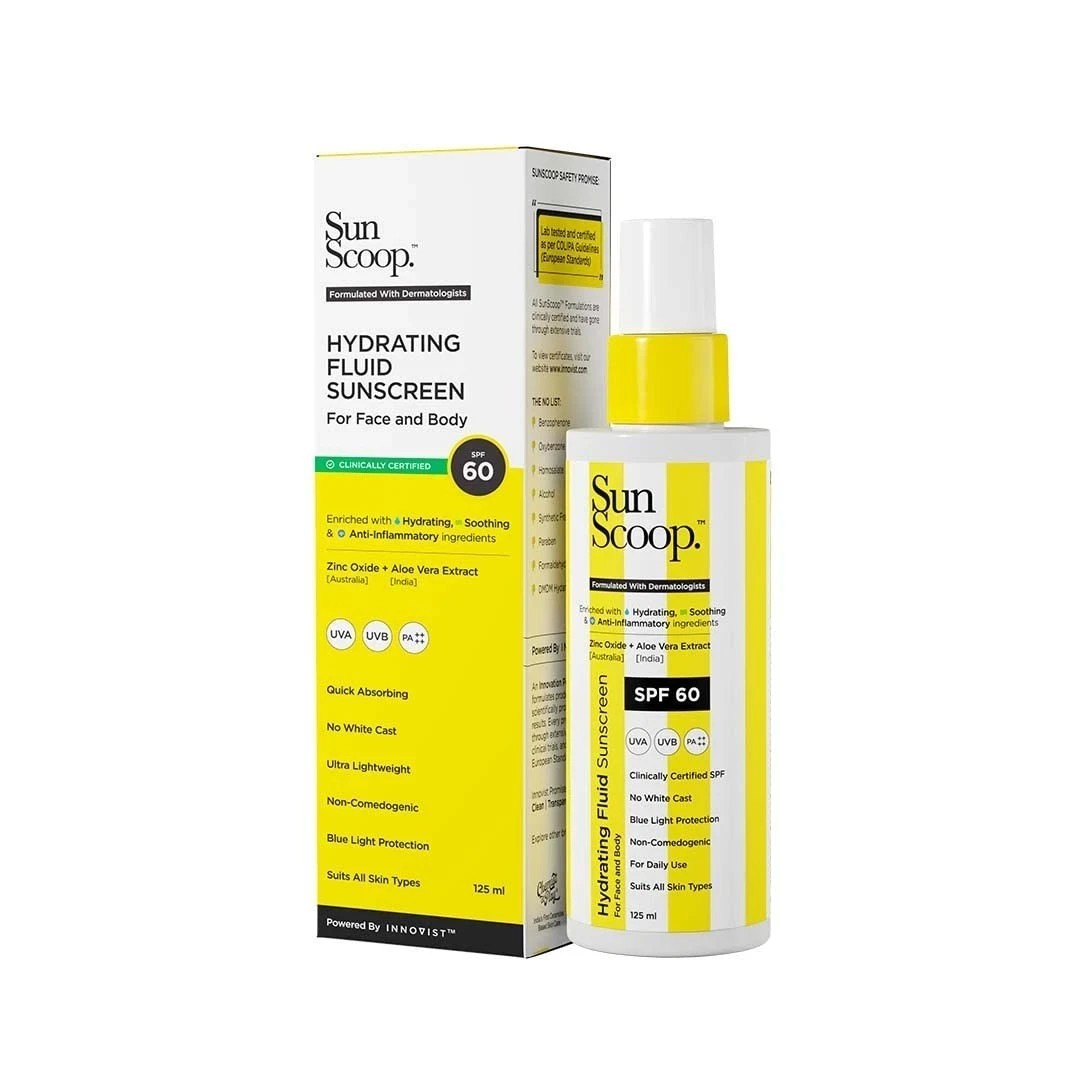 SunScoop Hydrating Fluid Sunscreen Spf 60 For All Skin Types, 125ml