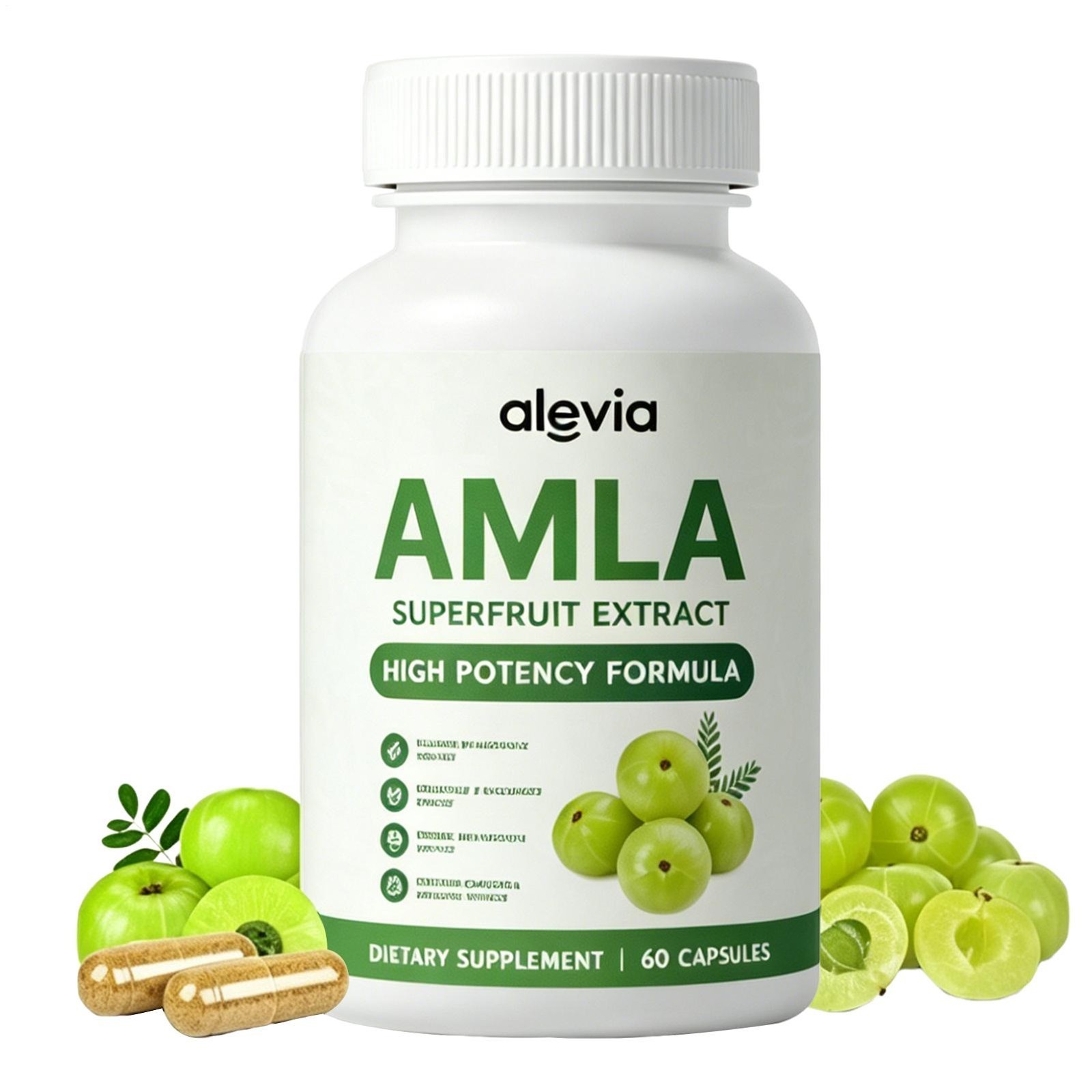 3 Pack Alevia Organic Amla 1000mg Indian Gooseberry 180 Capsules