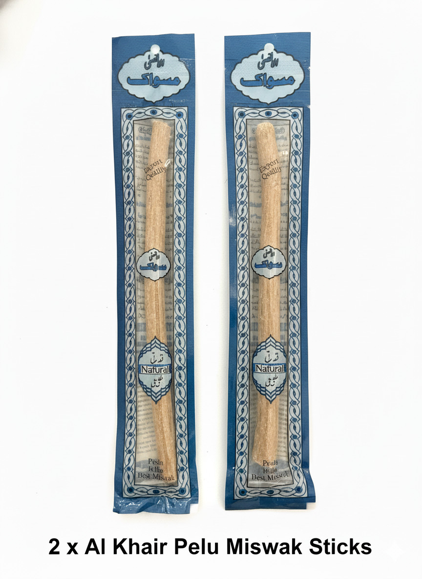 2 Al Khair Peelu Miswak Stick Natural Toothbrush, Sewak Miswak Sticks for Teeth