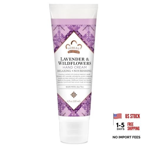 Nubian Heritage Hand Cream, Lavender & Wildflowers with Vitamin E – Light and