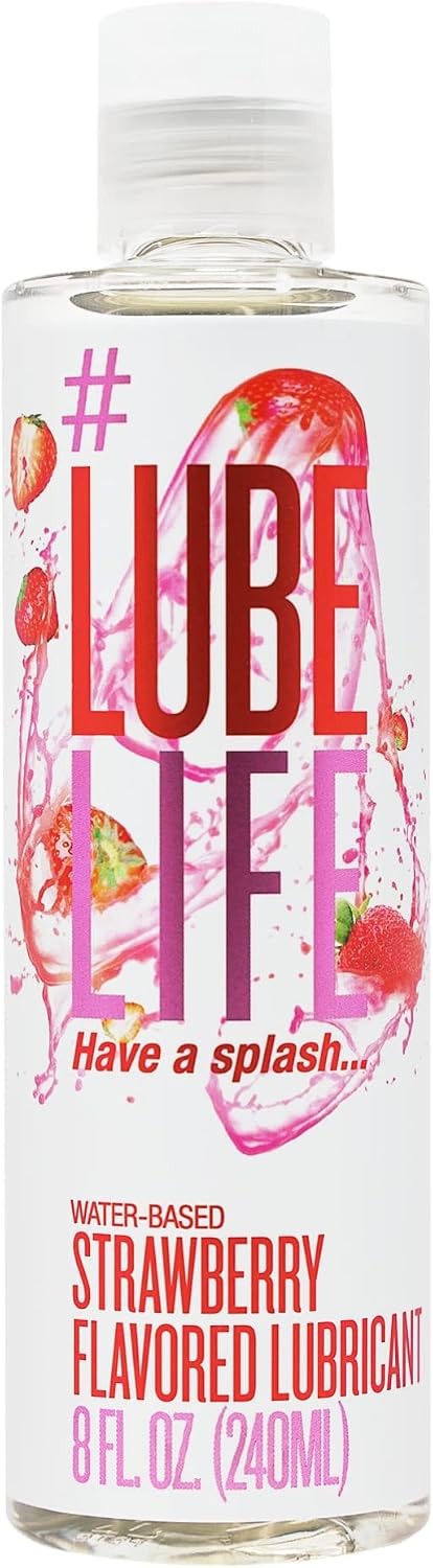 LUBELIFE Water Based Strawberry Flavored Lube Lubricant Sugar Free 8 oz