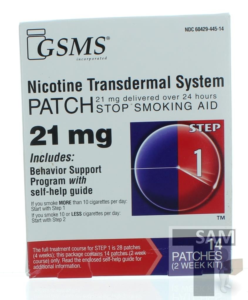 GSMS® Nicotine-Patch 21 mg Step 1 14 Patches Exp: 4/27+ Free Shipping
