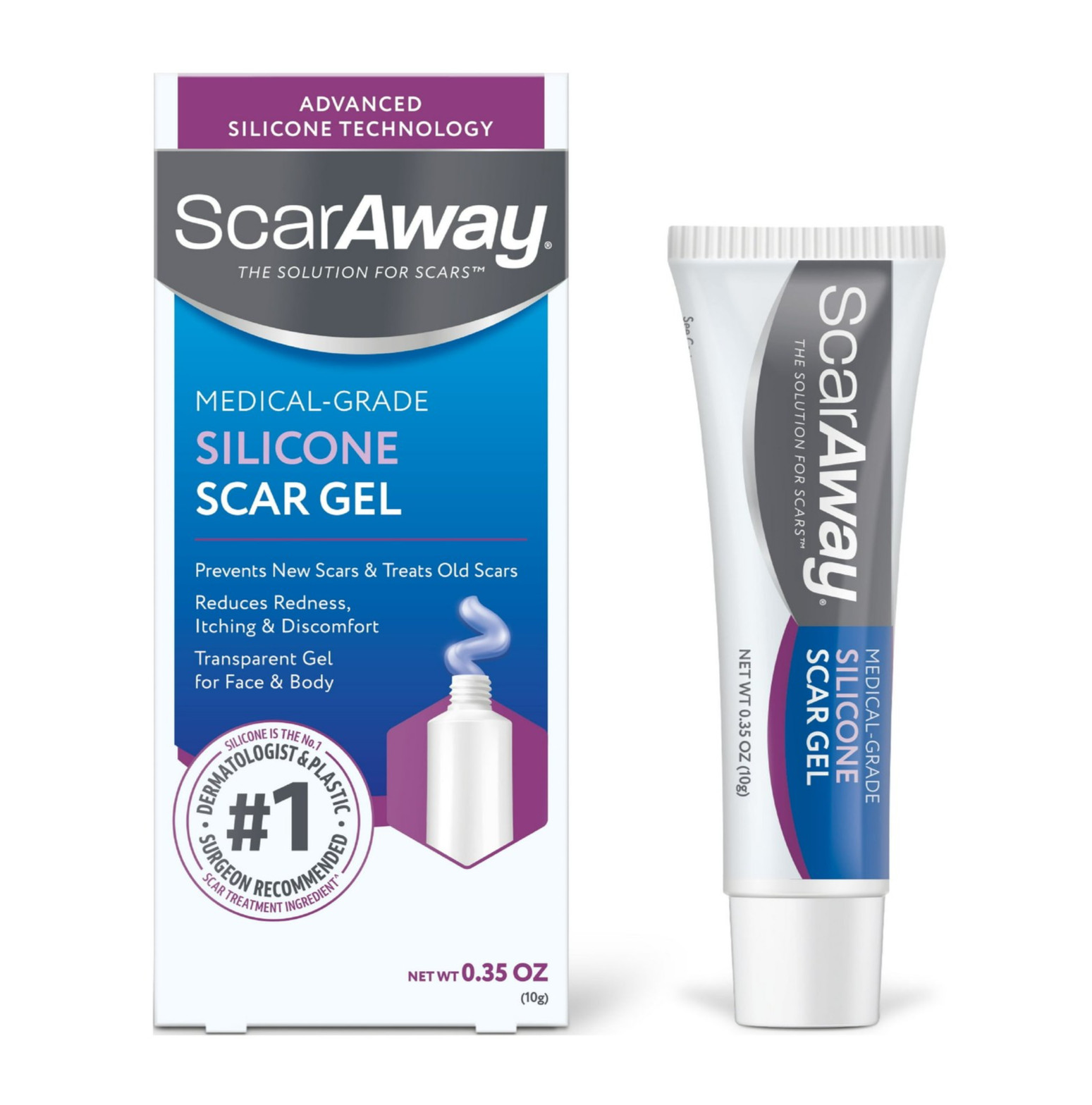 ScarAway Silicone Scar Gel 0.35oz Medical Grade Advanced Skincare Treatment