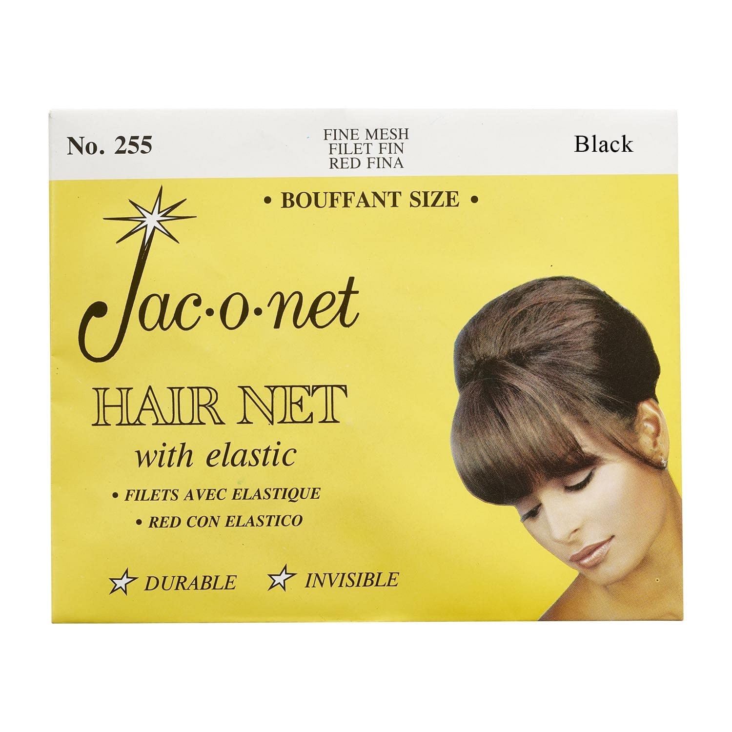 Jac-O-Net Black Bouffant Hairnet Large Size Tiny Mesh 12 Pack