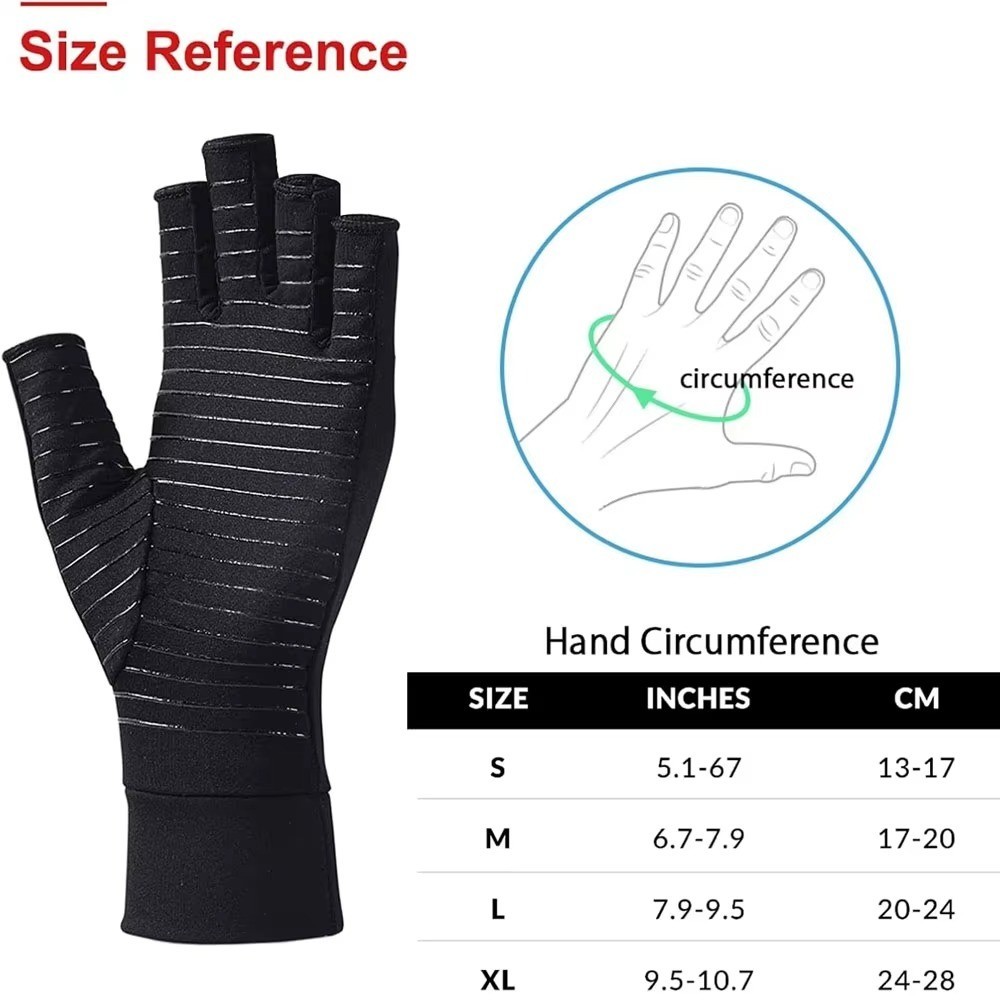 Arthritis Compression Gloves Fingerless Hand Pain Relief Joint Support Brace Men