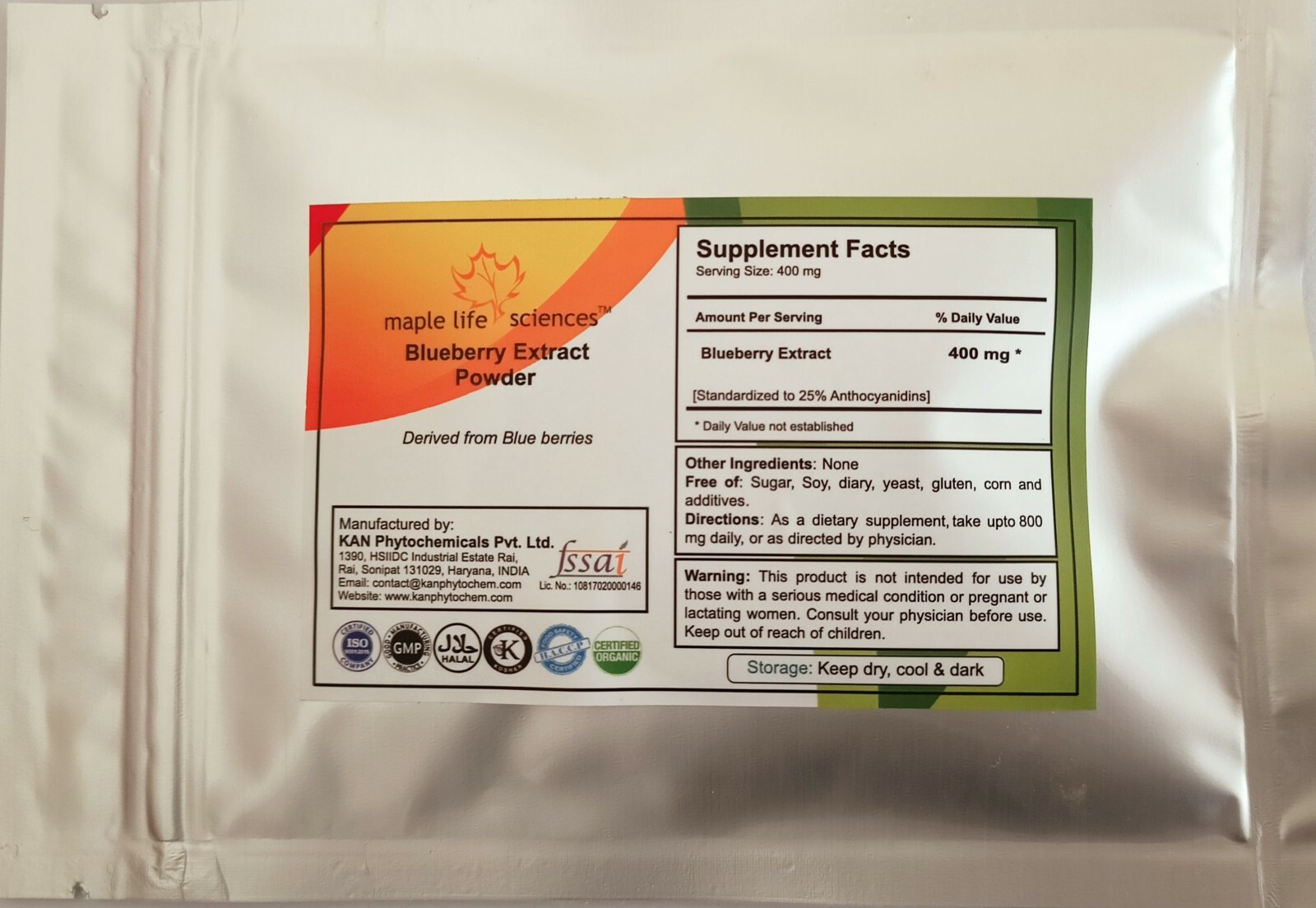 Blueberry Extract Powder 25% Anthocyanidins Antioxidant Improve memory