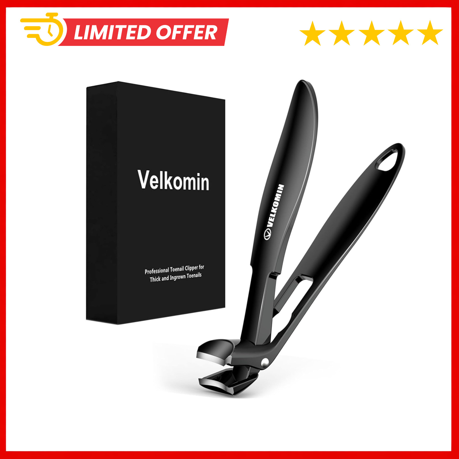 Long Handle Toe Nail Clippers for Seniors – Angled Head, Wide Jaw Opening, Ultra