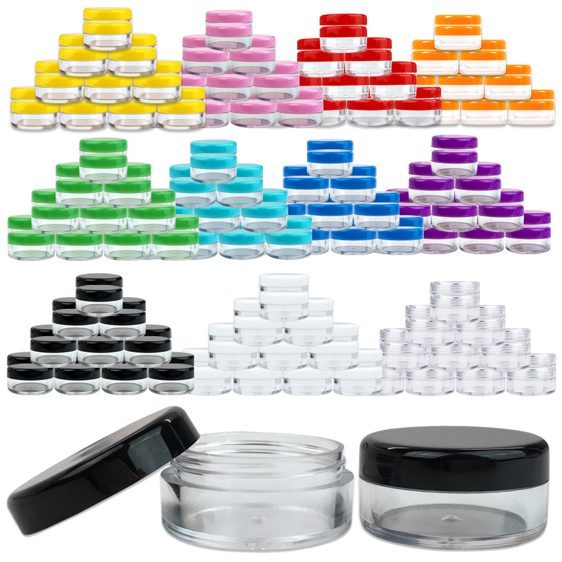 50 Jars 5 Gram 5ml Acrylic Plastic Jar Sample Containers BPA FREE