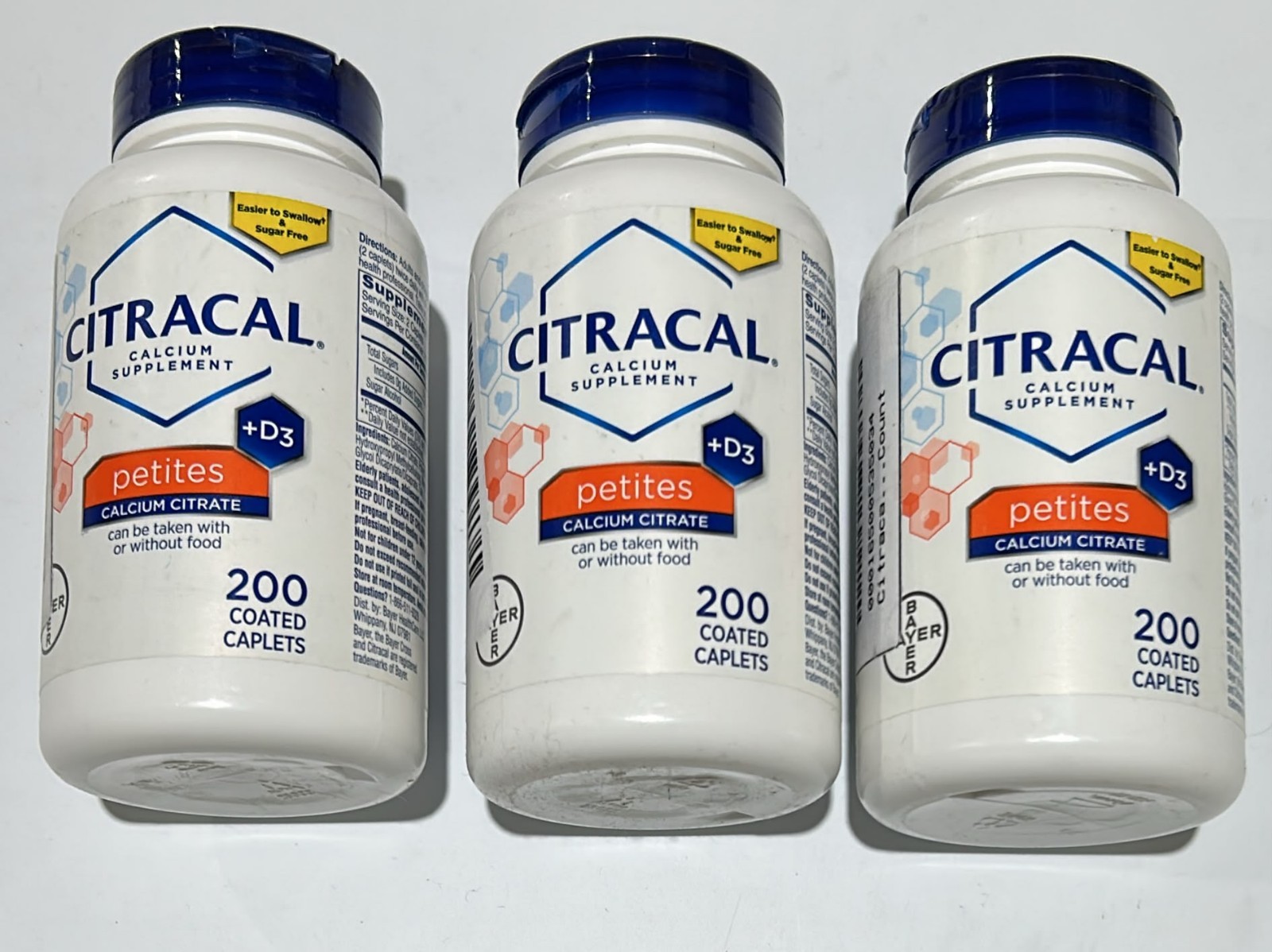 Citracal Petites + D3 Calcium Citrate – 200 Coated Caplets, 3 Pack Exp. 09/2026
