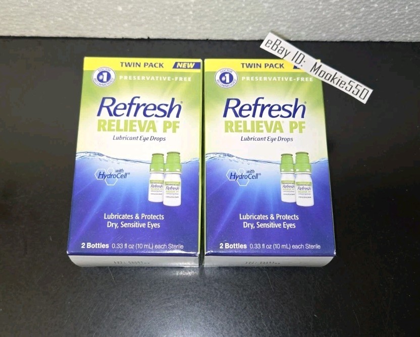 EXP 09/2027! 2 Lot TWIN Pack REFRESH RELIEVA PF Preservative-Free Eye Drops 10mL