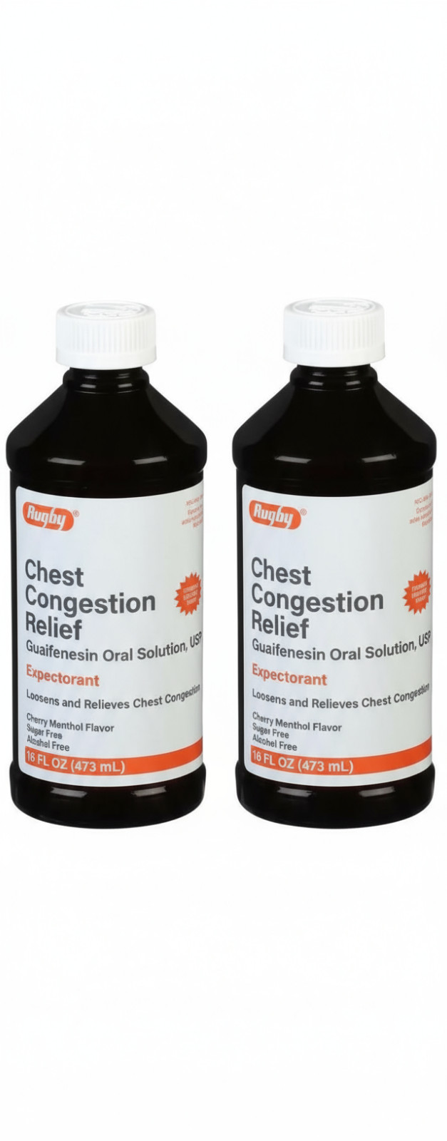 2 Pack Rugby Chest Congestion DM Cough & Congestion Syrup 16 Oz (473 ml) Each