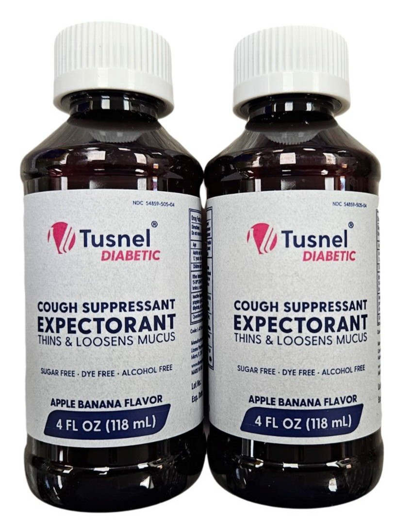 Tusnel Diabetic Guaifenesin DM for MUCUS & COUGH Syrup 4oz (2 bottles) __ white
