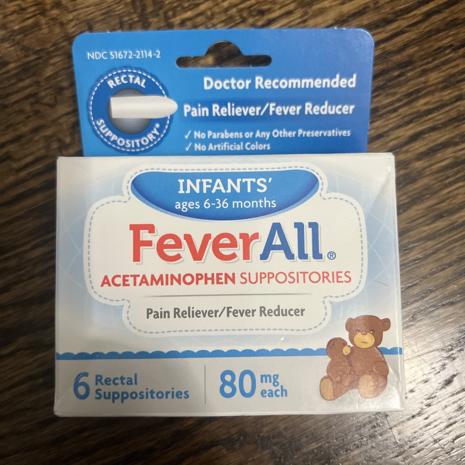 Fever All Acetaminophen Suppositories, 6ct – 80mg