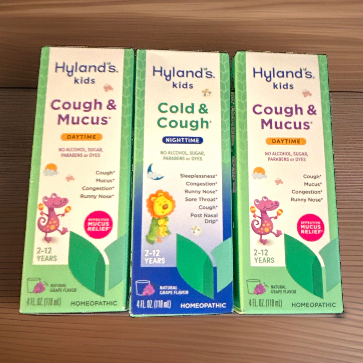 Hyland’s Kids Homeopathic Cold & Cough Day/Night Liquid Grape 4oz Lot 3