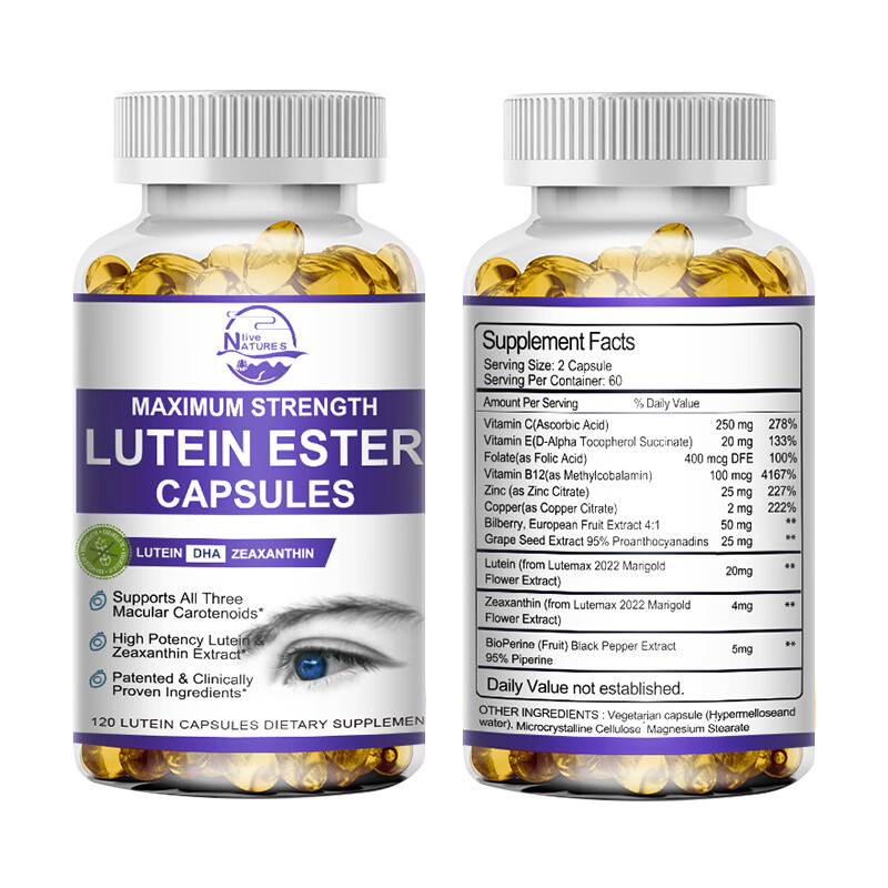Lutein Capsules 20mg with Zeaxanthin | Eye Strain Relief & Vision Support 120pcs