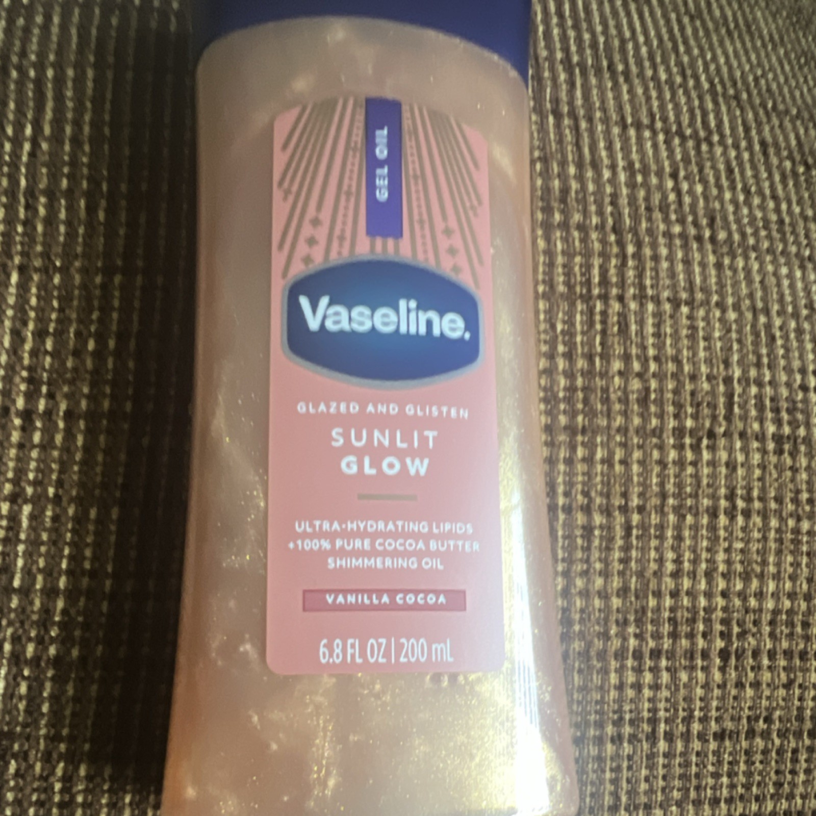 Vaseline Glazed & Glisten Sunlit Glow Gel Oil Vanilla Cocoa 6.8 fl oz