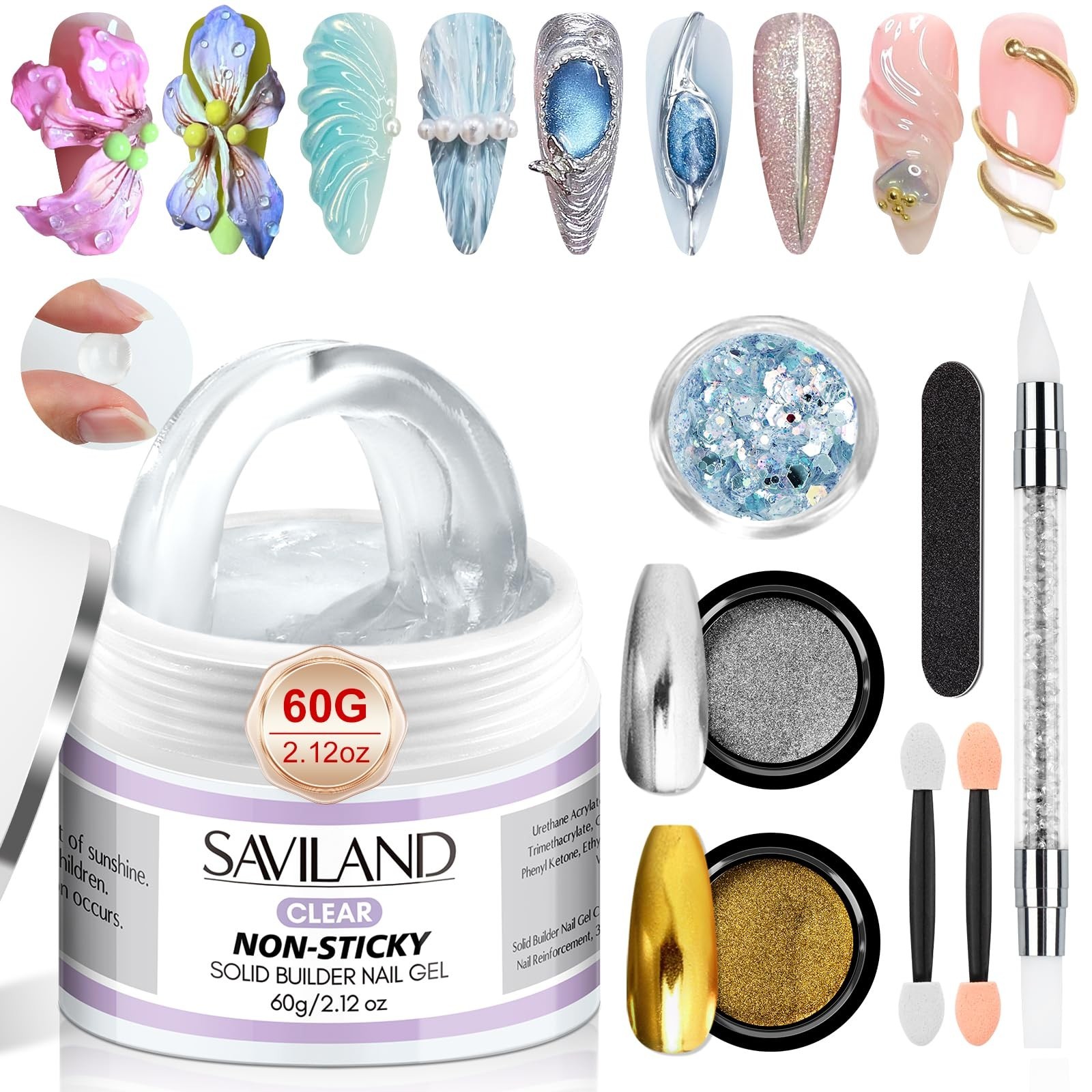 SAVILAND Solid Builder Nail Gel – 60g Large Capacity 3D Nail Gels Sculpting Gel