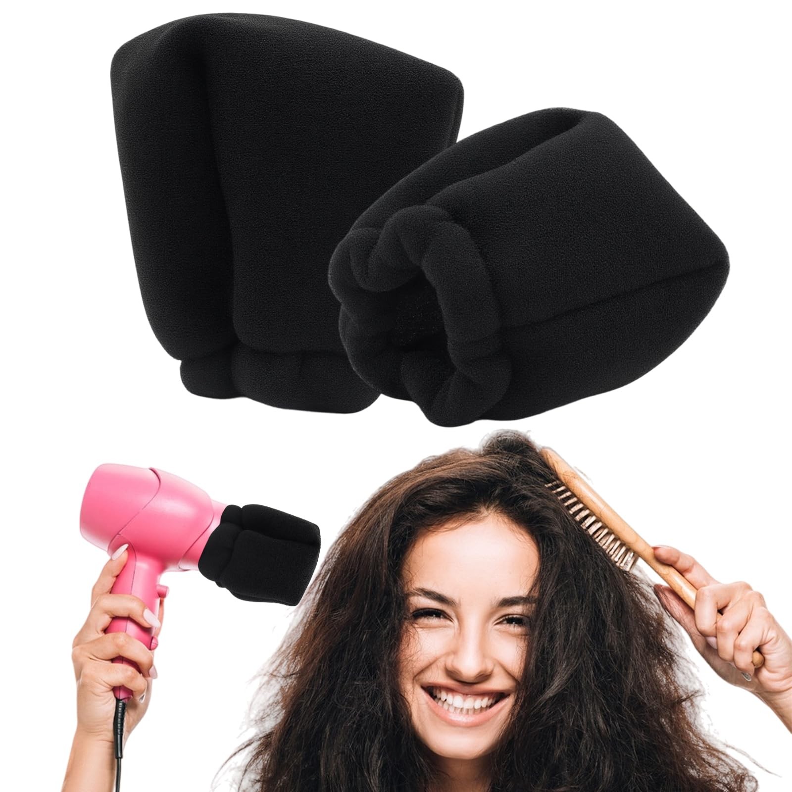 2 Pcs Sock Diffuser for Hair Dryer, 5.12 x 3.15″ Universal Black
