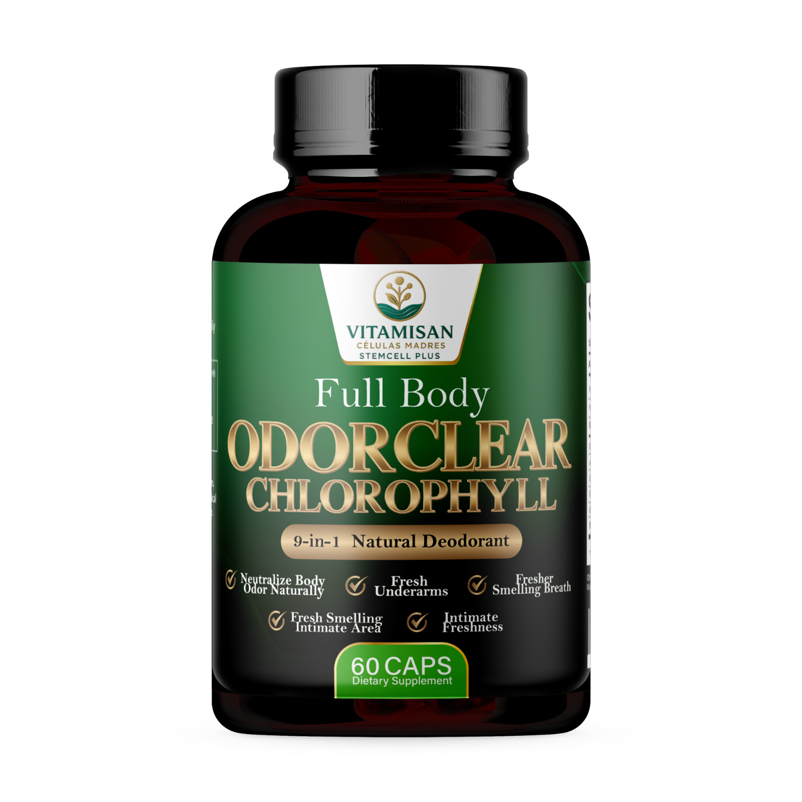 VITAMISAN OdorClear Chlorophyll Capsules – Internal Deodorant – 60 Caps