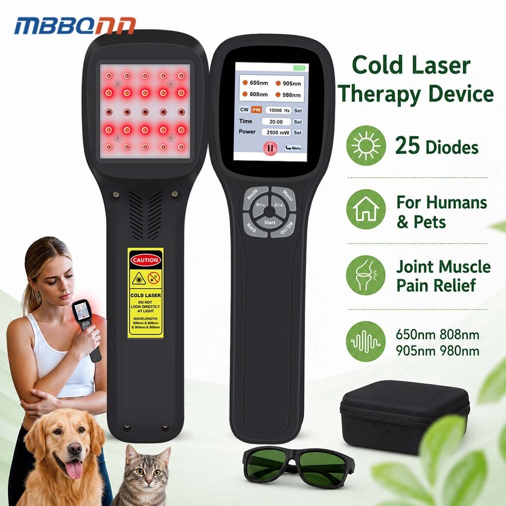 Four Wavelength Cold Laser Therapy Device 25 Diodes for Back Knee and Joint Pain