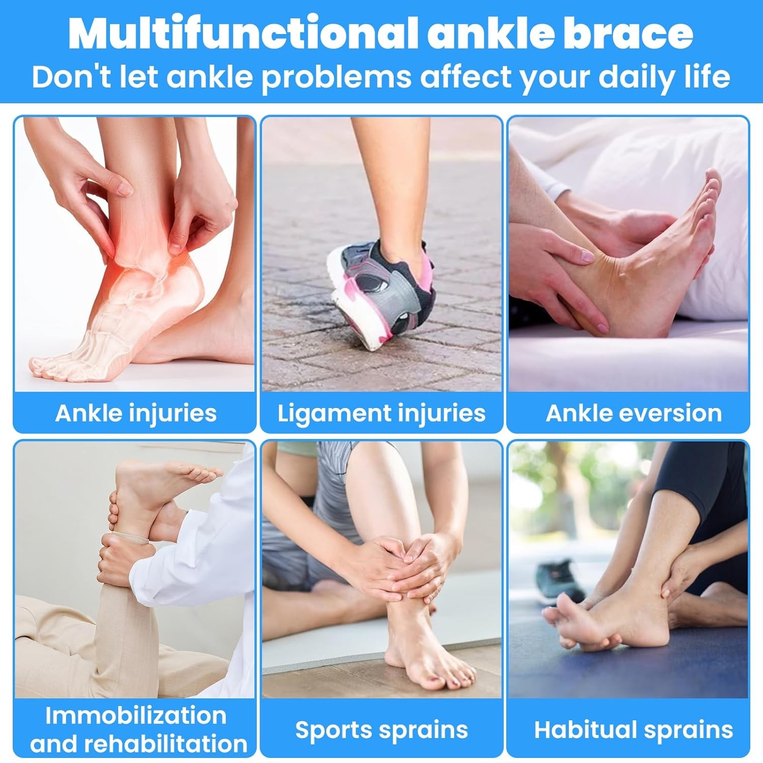 2× Adjustable Strap Sports Ankle Brace Breathable Compression Wrap Ankle Support