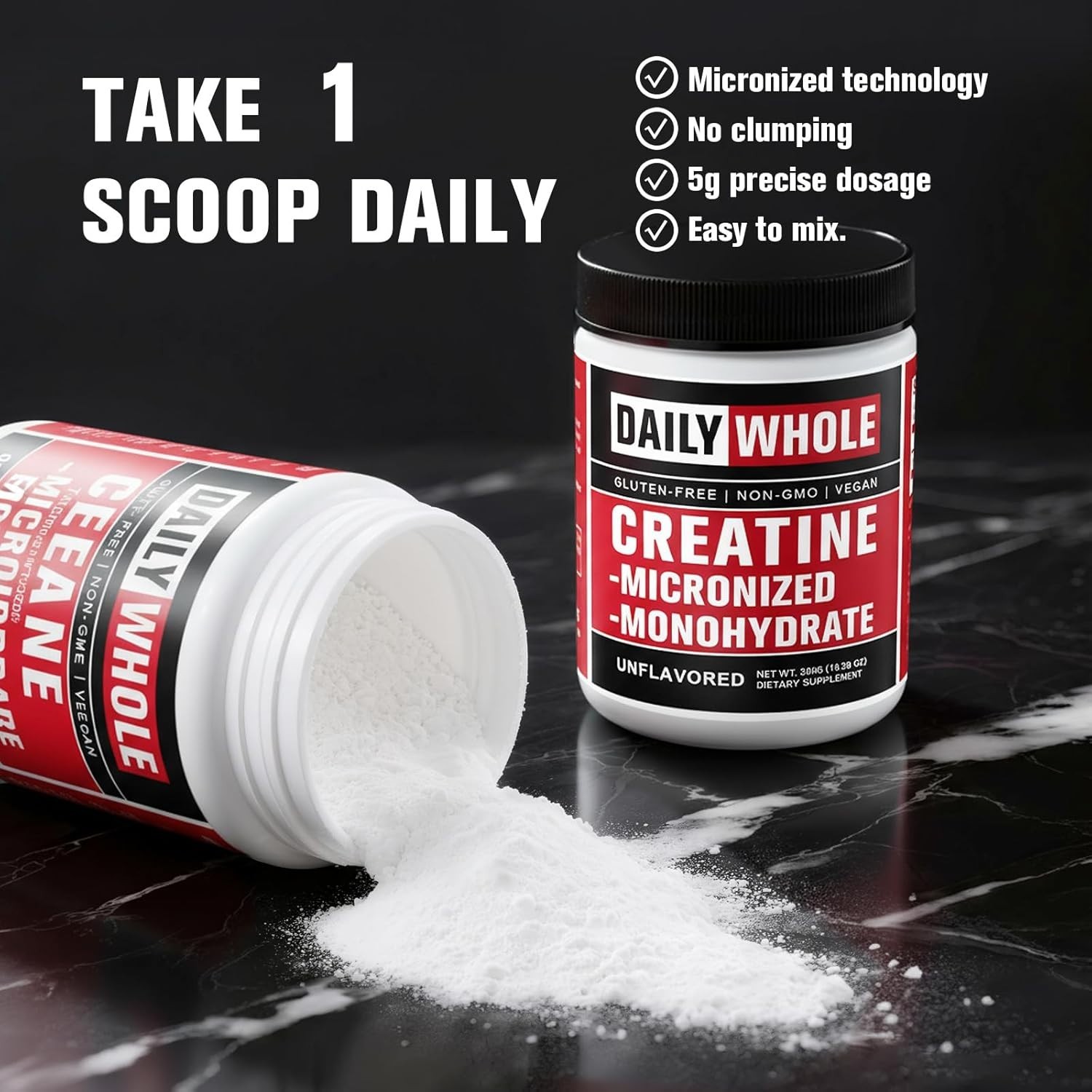 Pure Micronized Creatine Monohydrate – 5000mg Per Serving, Non-GMO & Gluten-Free