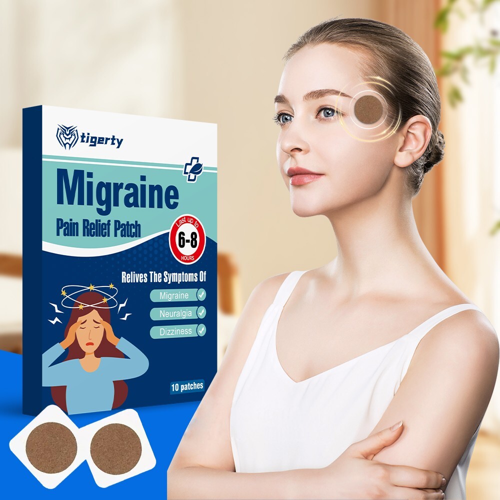 10Pcs Migraine Headache Relief Patch, Fast Acting Support for Neuralgia Symptoms