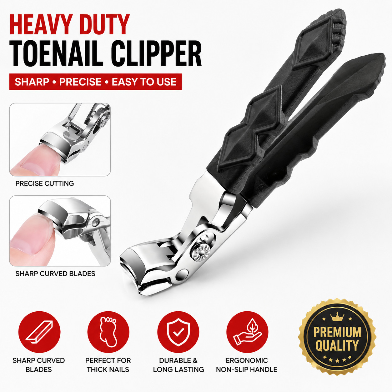 Professional Stainless Steel Wide Jaw Toenail Clippers for Seniors