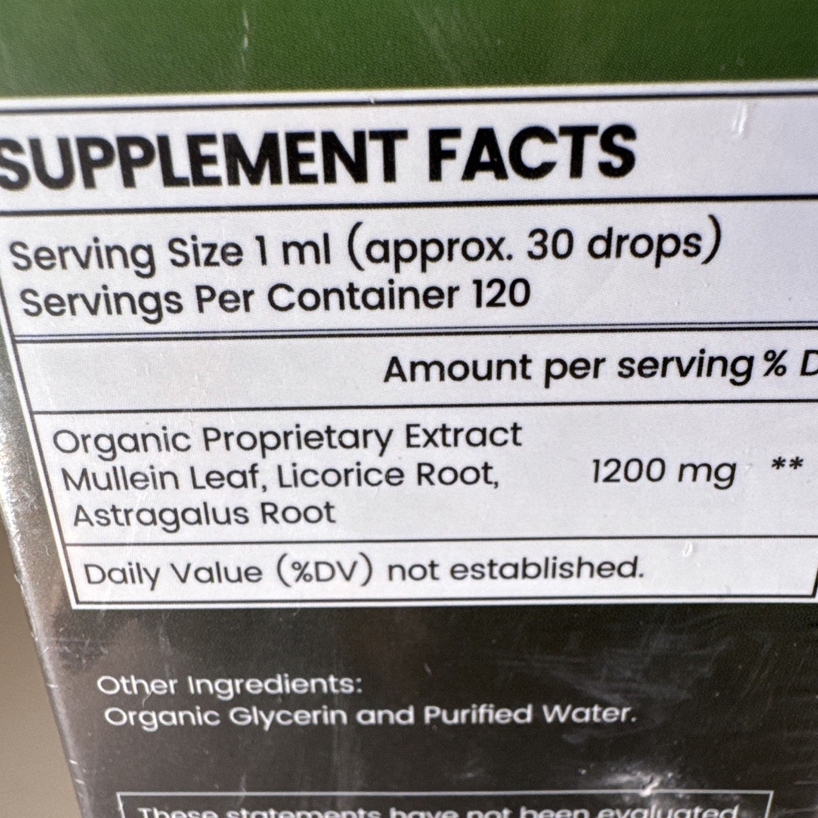 VIVCMIN Organic Mullein Leaf Extract Drops Alcohol-Free Vegan Non-GMO 4 fl oz