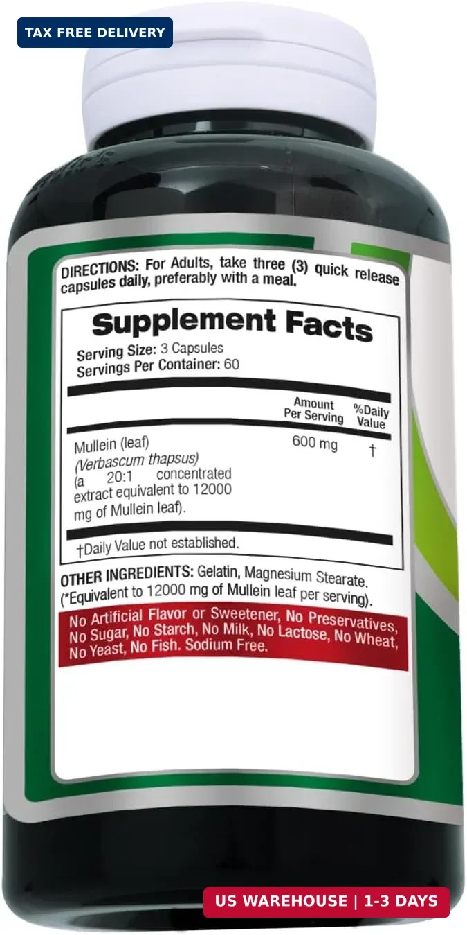 FITO MEDIC’S Mullein | Mullein Leaf Capsules | 180 Capsules | Concentrated Extra