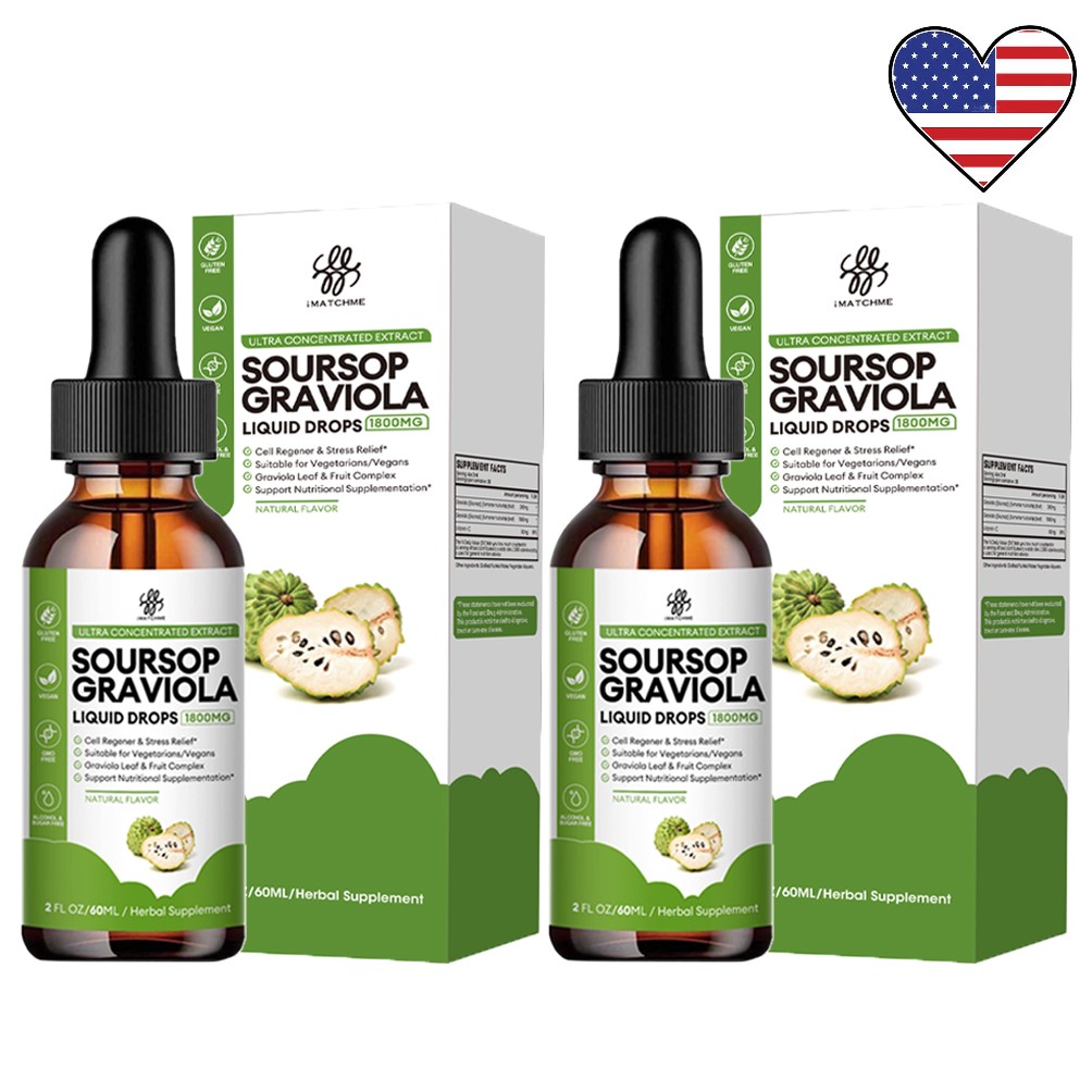 2x Soursop Bitters Liquid Drops 1800MG Digestive Support & Immune Health