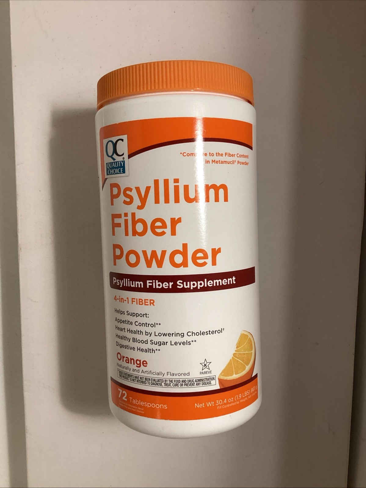 Quality Choice Psyllium Fiber Powder Real Sugar Kosher Gluten-free Like Orange