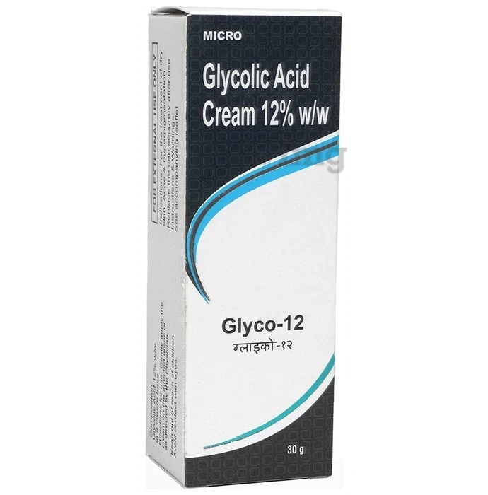 GLYCO 12 Glycolic Acid CREAM 12% – Reduces Wrinkles, Prevents Acne 30 gm