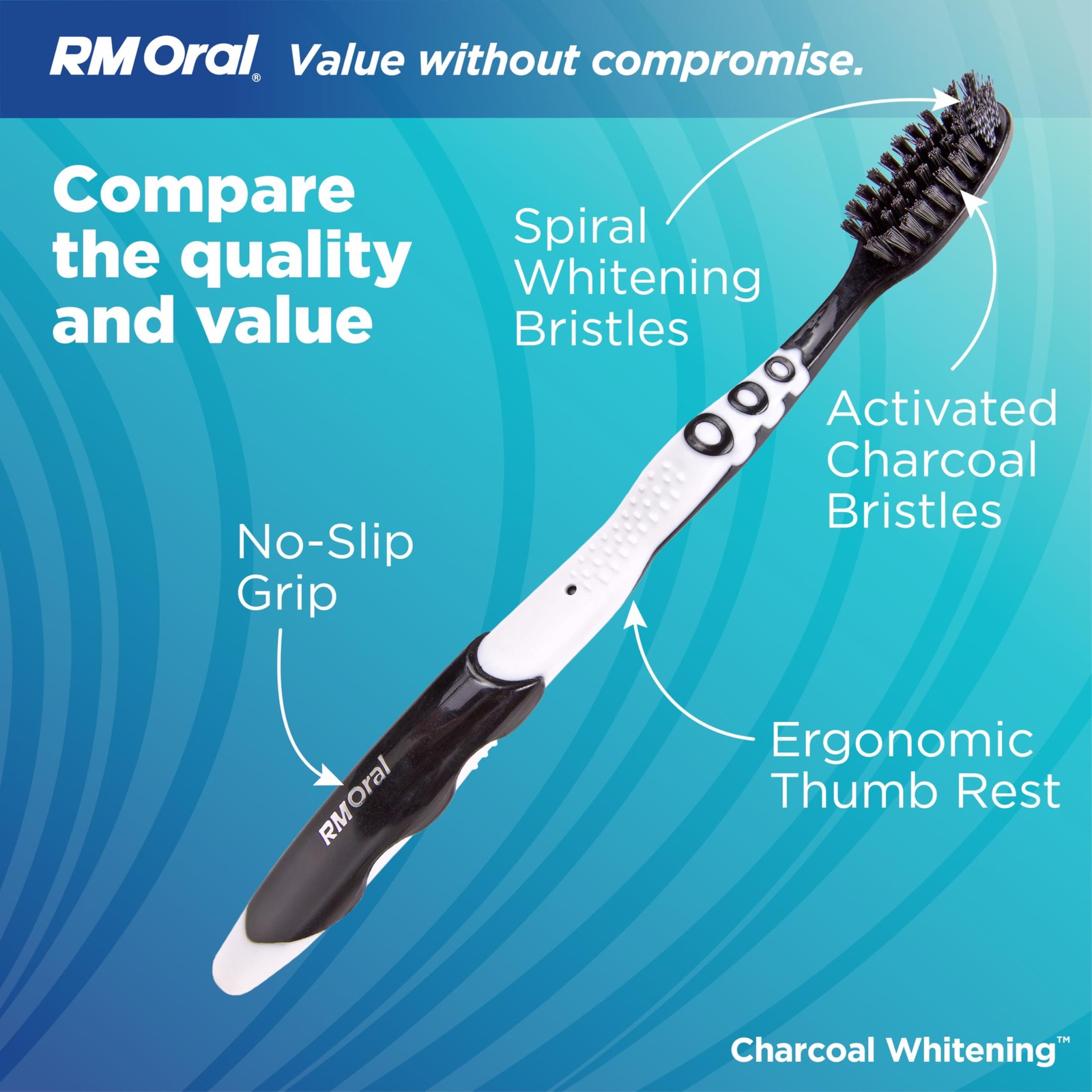Charcoal Whitening Toothbrushes, Charcoal-Infused Soft Bristles, Helps Whiten…